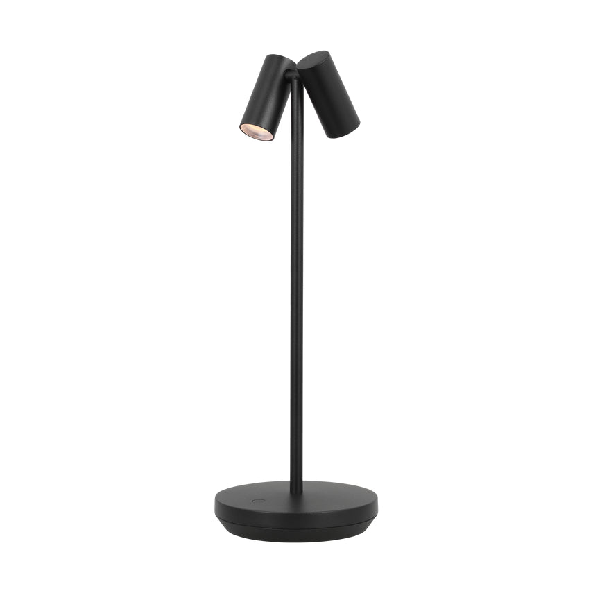 Black cordless LED table lamp by Visual Comfort with warm 2700K lighting and touch dimming