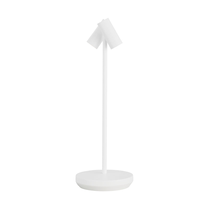 White  modern accent lamp for bedrooms, offices, apartments, and hotel guest rooms