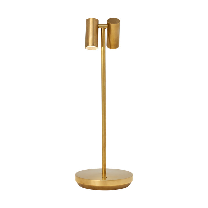 Brass LED accent table lamp for restaurants, hotels, offices, and contemporary homes
