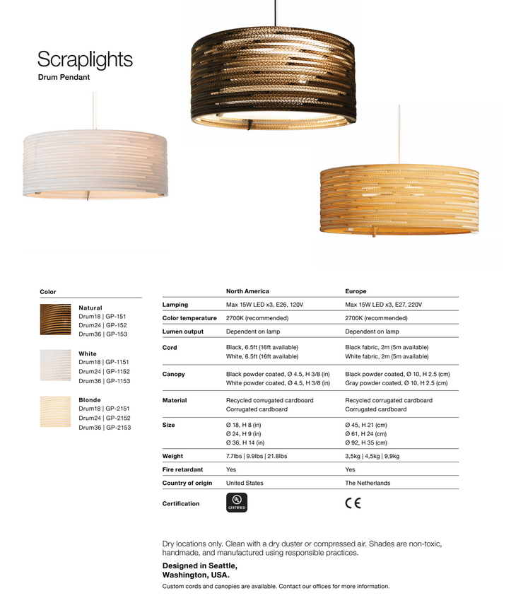 Recycled Cardboard Drum Light By Graypants