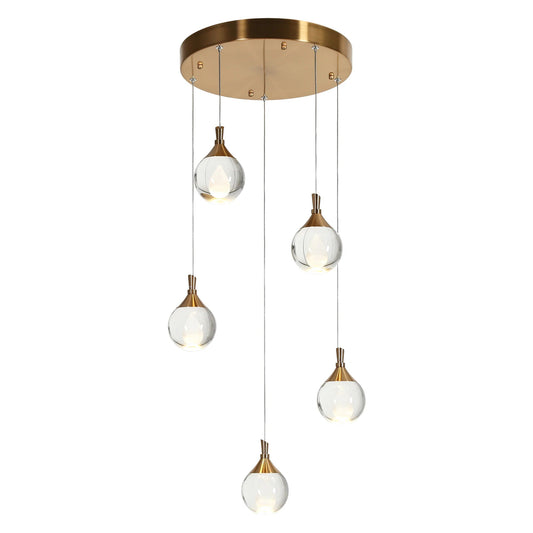 5 Light Orb Chandelier Brass Dsenlupor - LNC Home