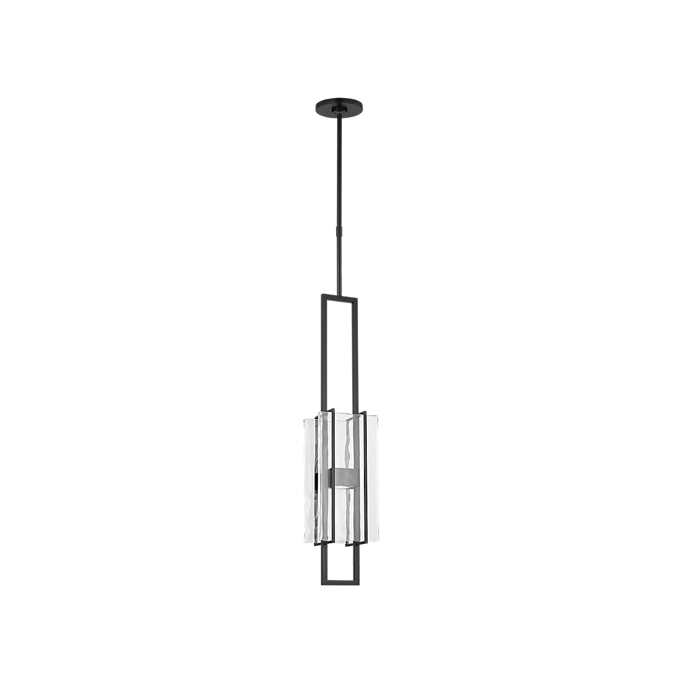 Duelle 28 pendant light in black finish with glass shade