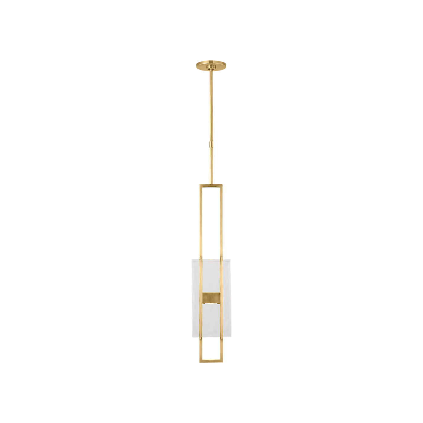 Duelle 28 pendant light antique brass installed in modern bedroom
