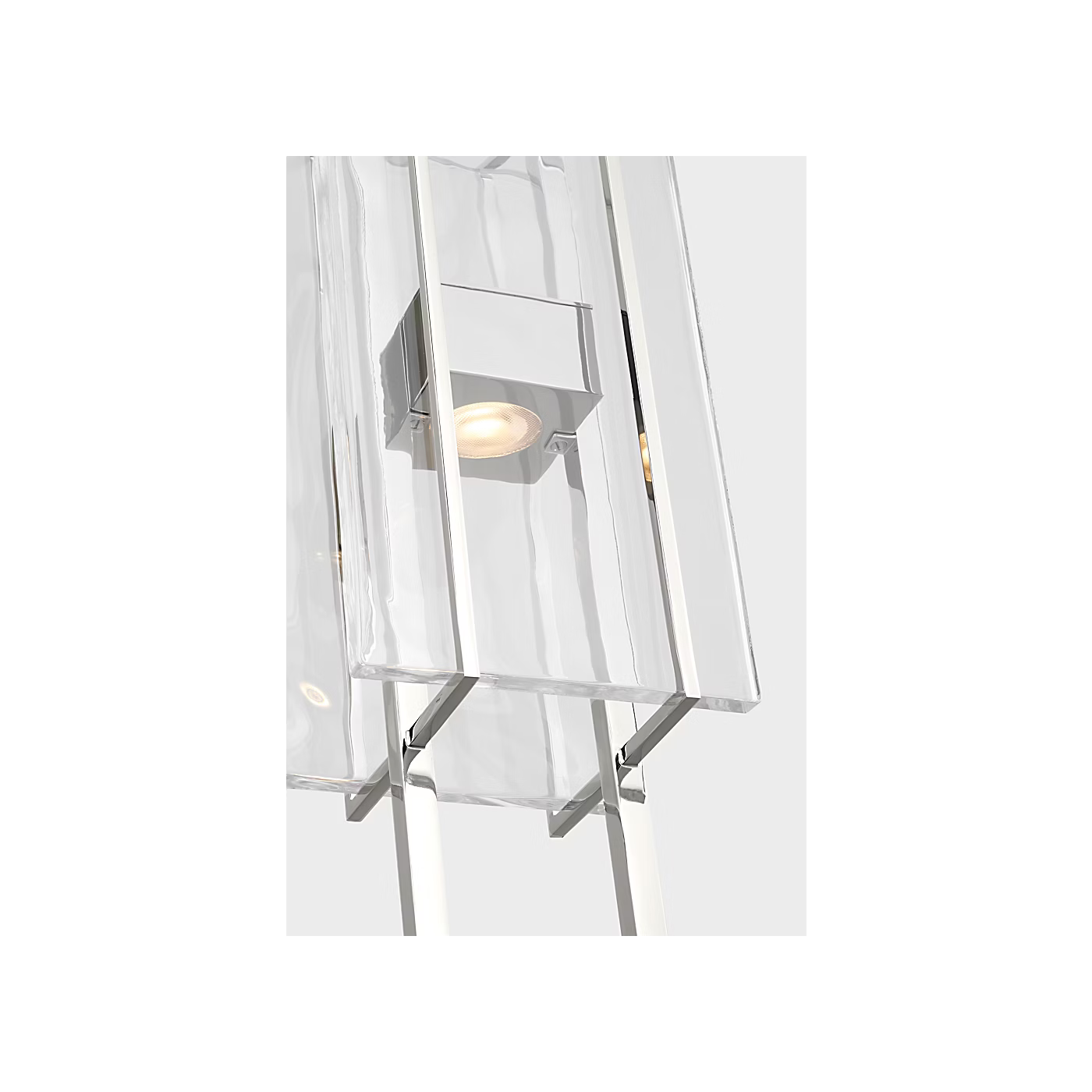 Polished nickel glass pendant light Duelle 28 warm ambient glow