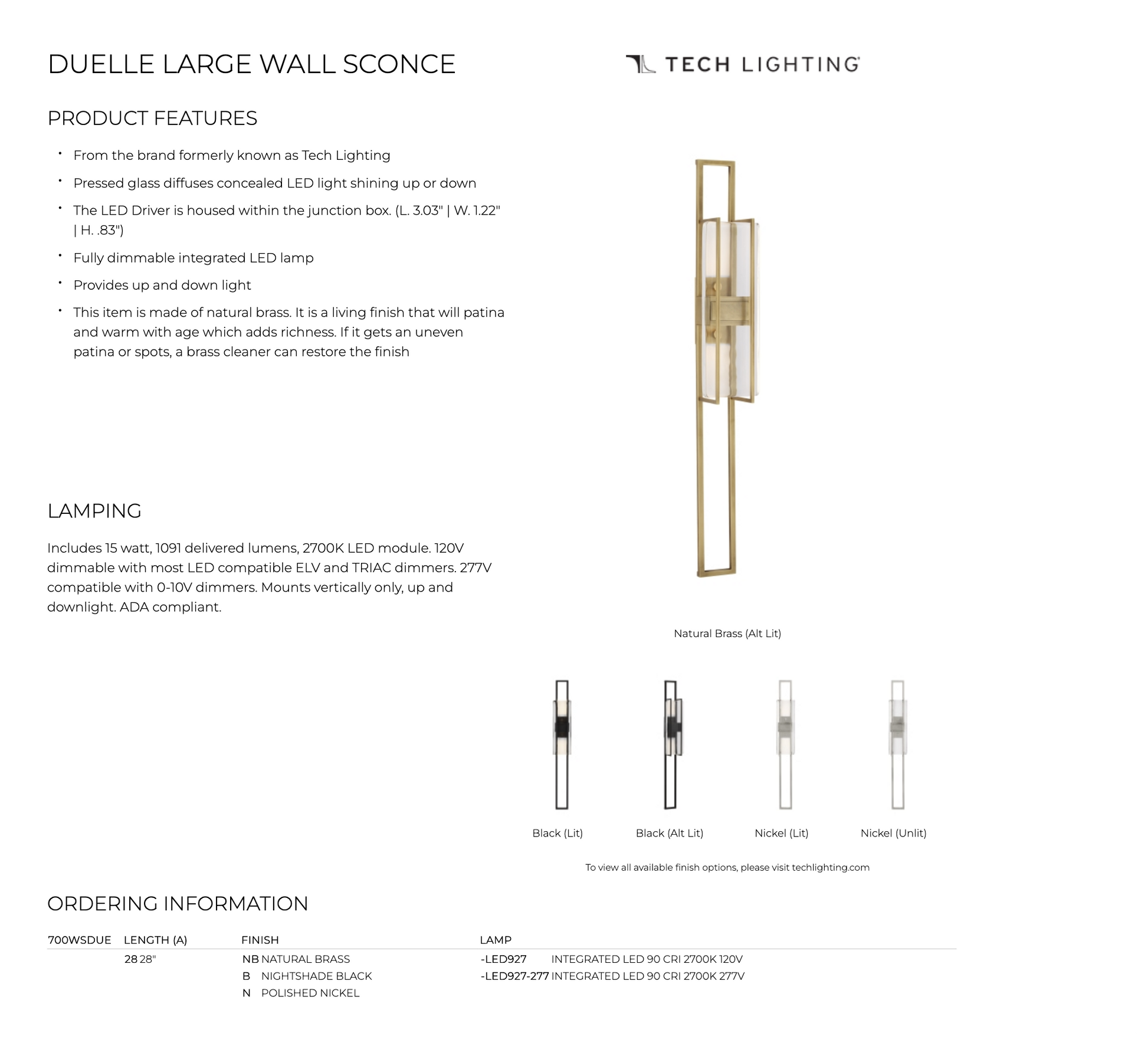 28-inch LED Wall Sconce Duelle by Visual & Comfort & Co