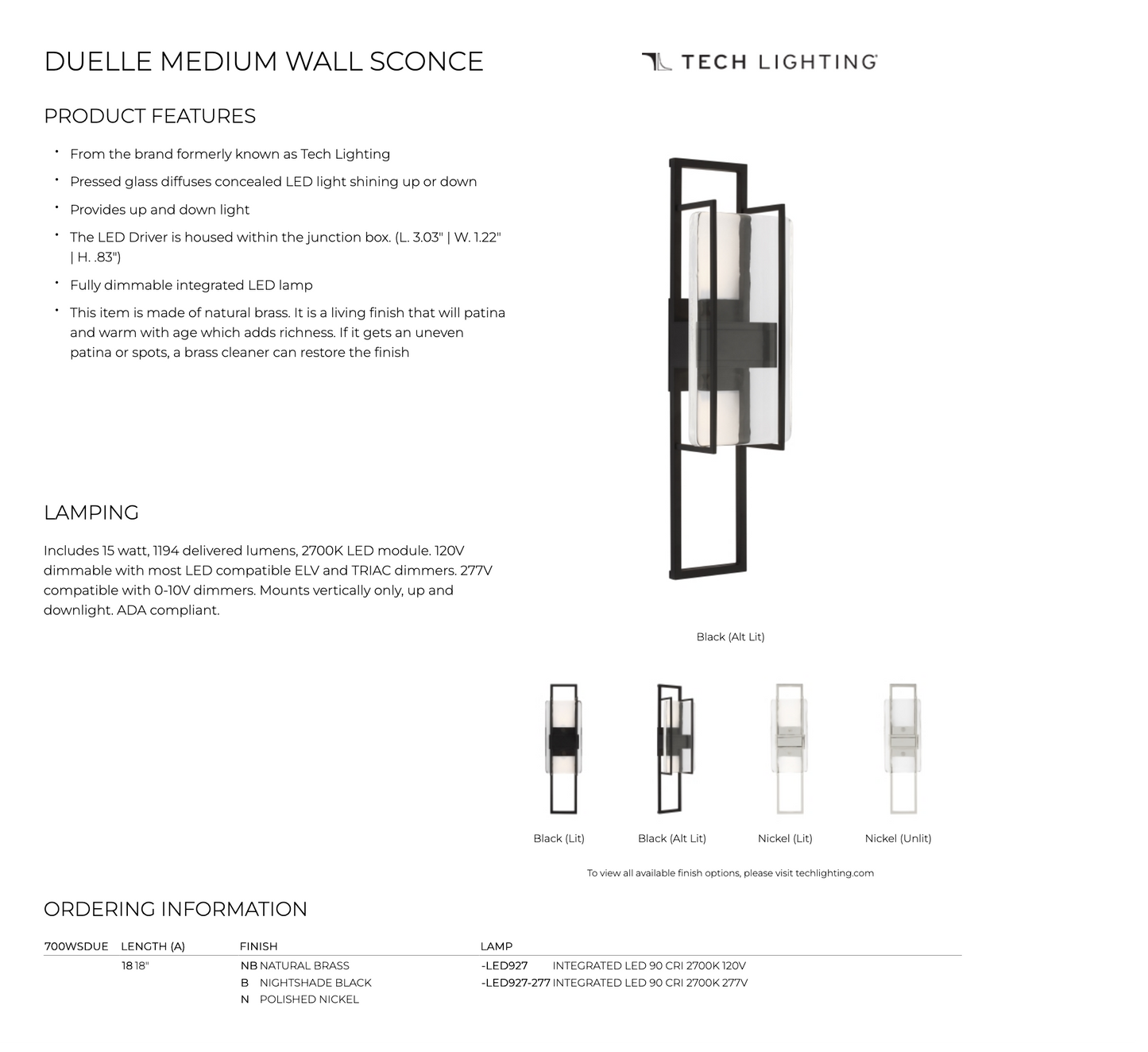18In Wall Sconce LED Up Down by Visual & Comfort & Co