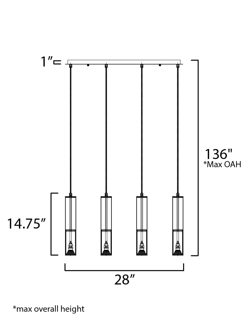 Torch LED 4-Light Linear Pendant Polished Chrome by ET2
