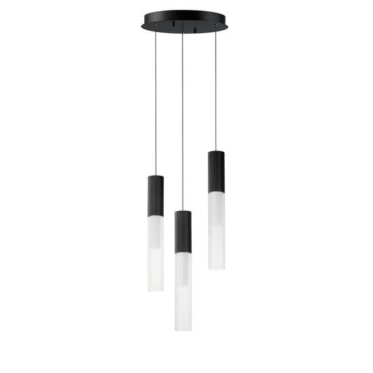 Reeds 3-Light LED Pendant Black by ET2