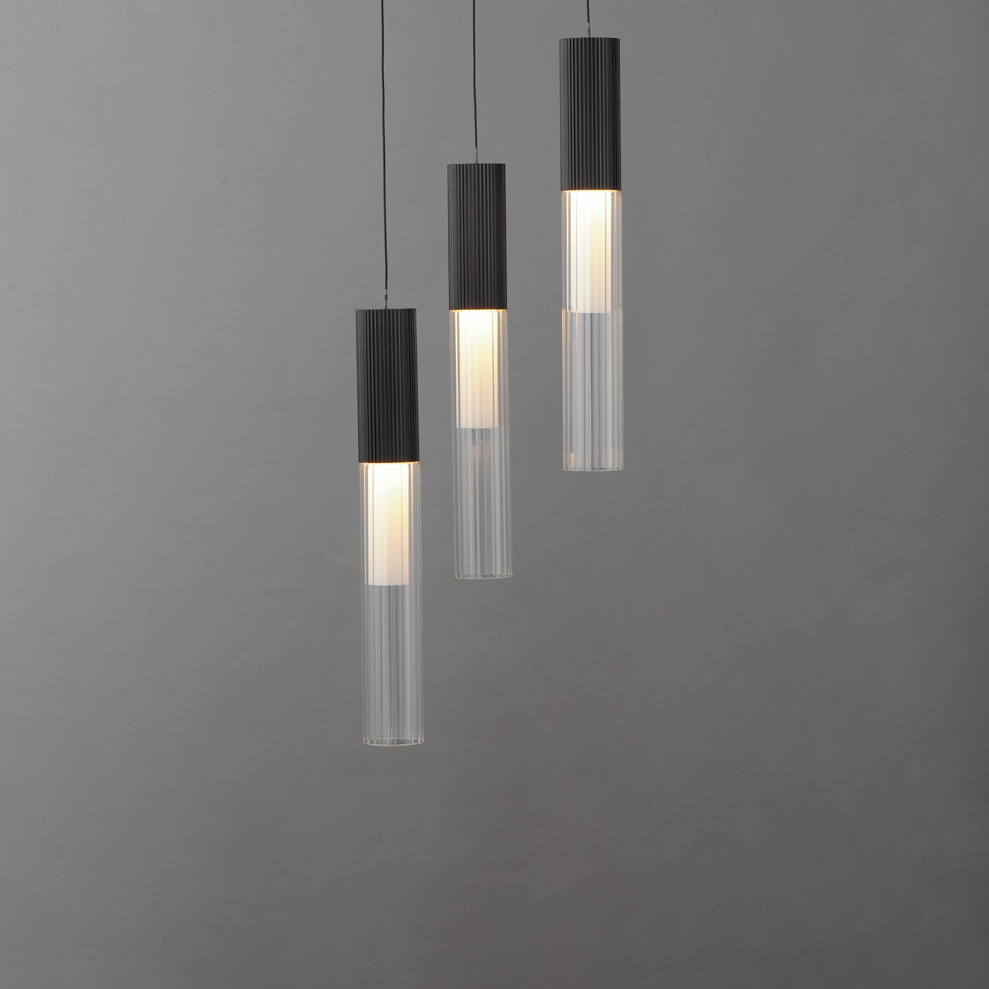 Reeds 3-Light LED Pendant Black by ET2
