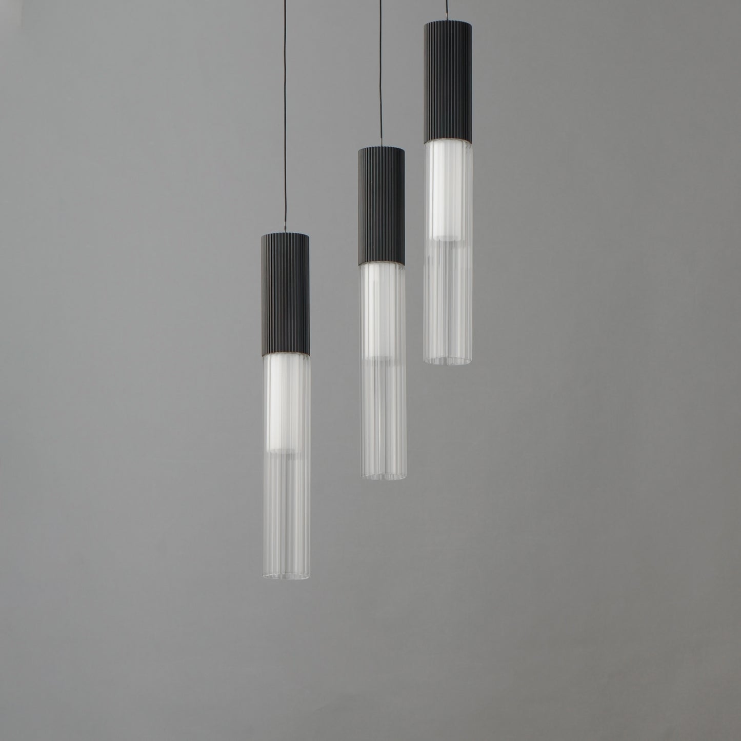 Reeds 3-Light LED Pendant Black by ET2