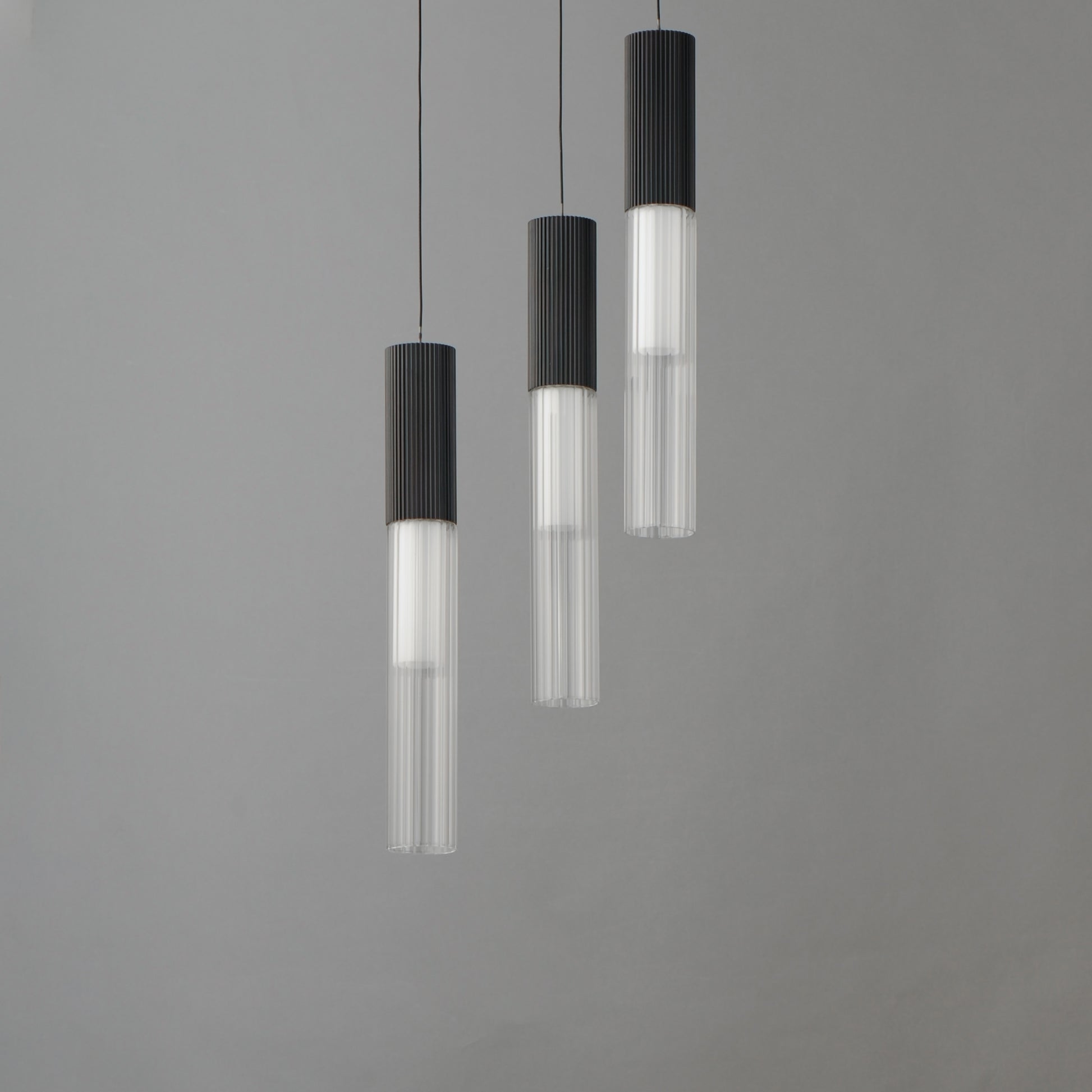 Reeds 3-Light LED Pendant Black by ET2
