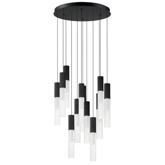 Reeds 12-Light LED Pendant Black by ET2