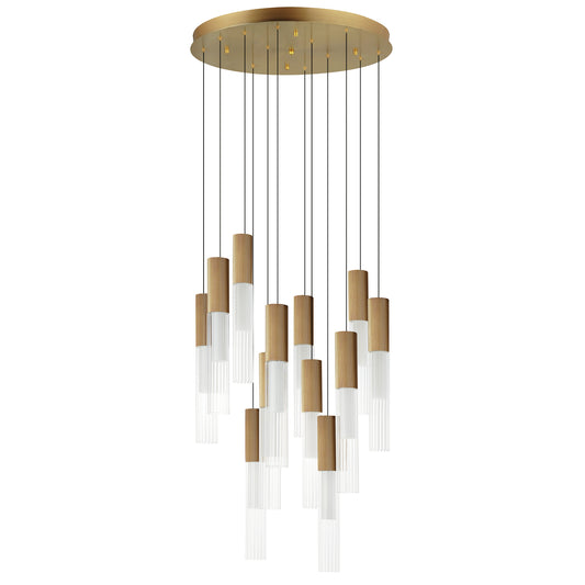 Reeds 12-Light LED Pendant Gold by ET2