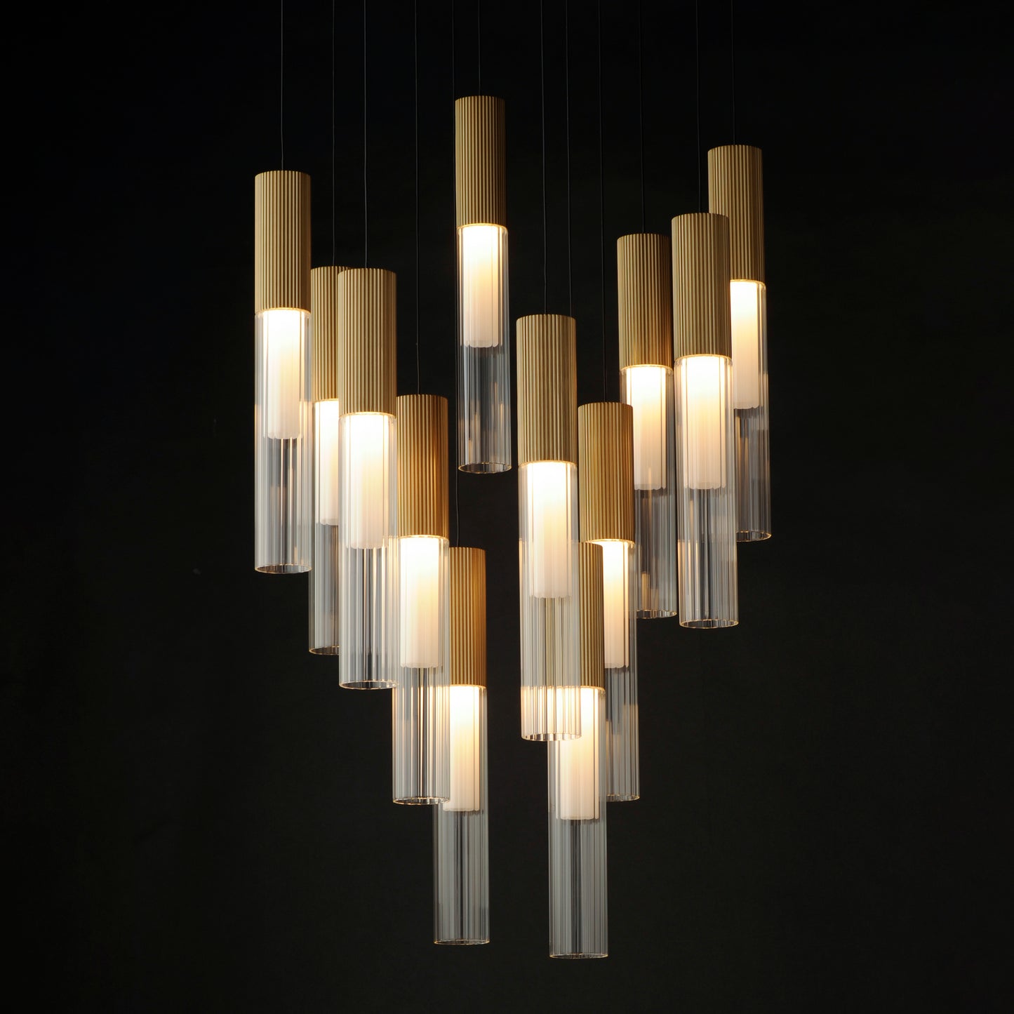 Reeds 12-Light LED Pendant Gold by ET2