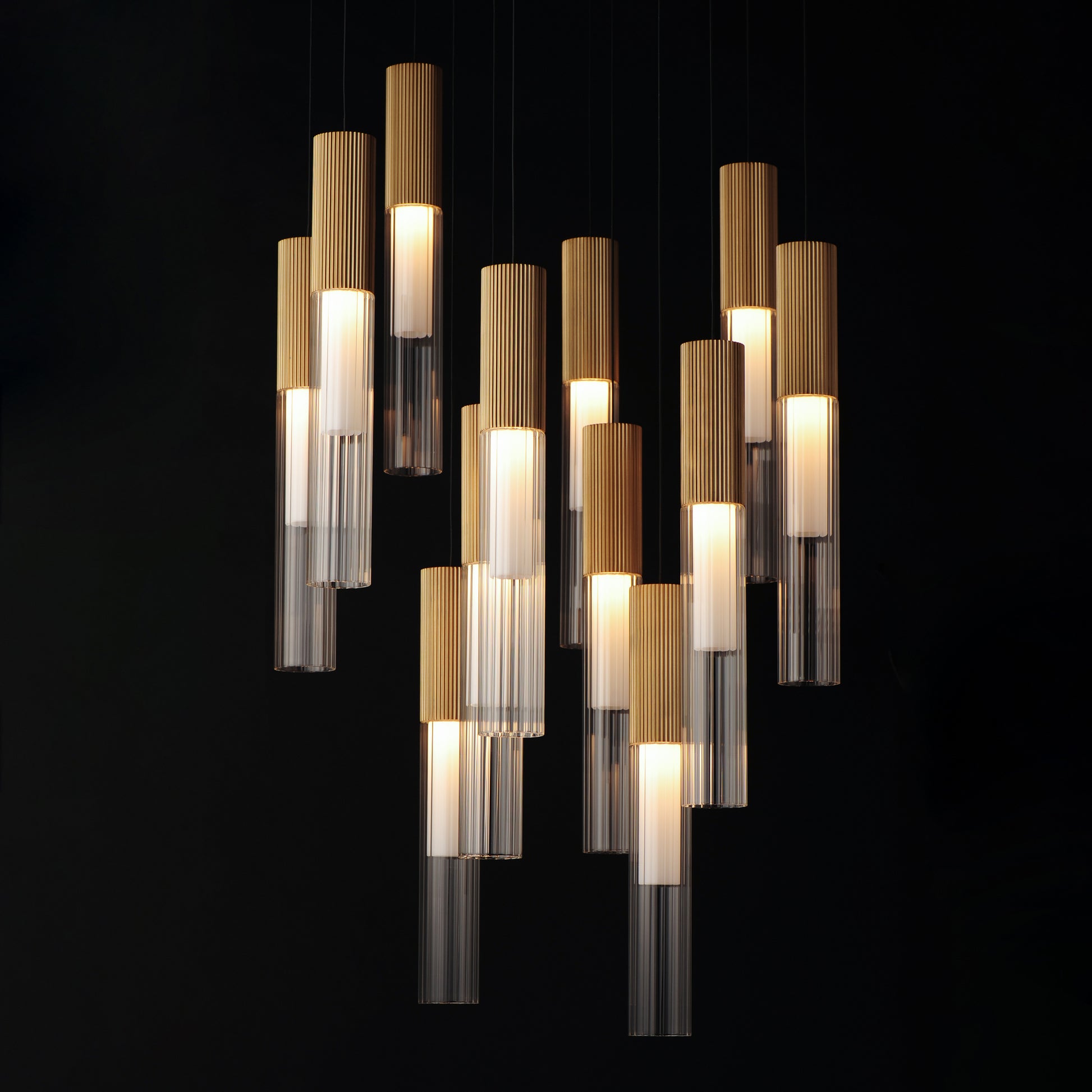 Reeds 12-Light LED Pendant Gold by ET2