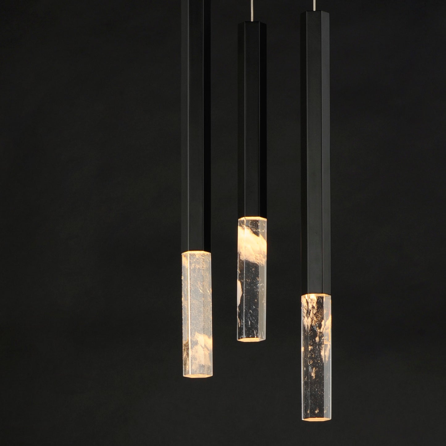 Diaphane LED 3-Light Pendant Black by ET2