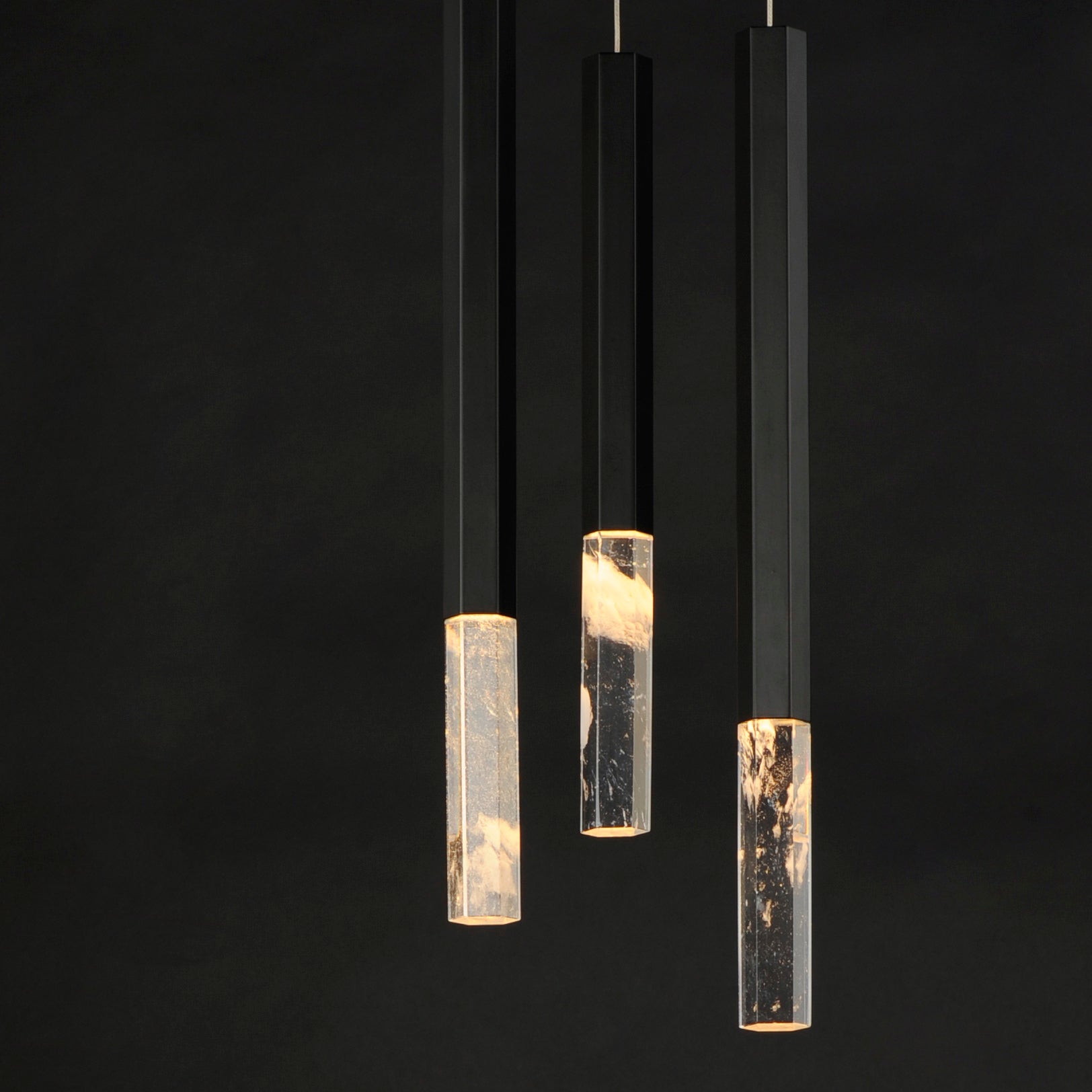 Diaphane LED 3-Light Pendant Black by ET2