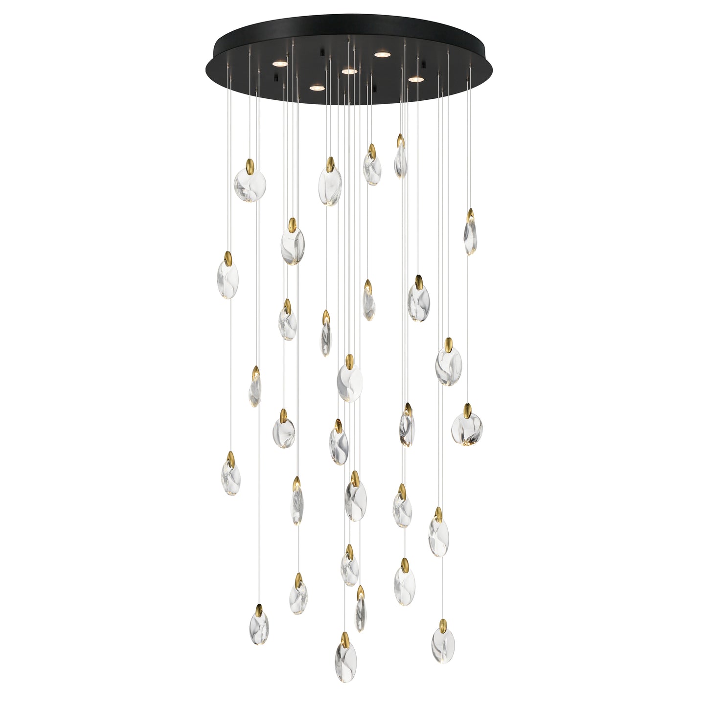 Pebble 30-Light LED Pendant Black/Polished Gold by ET2