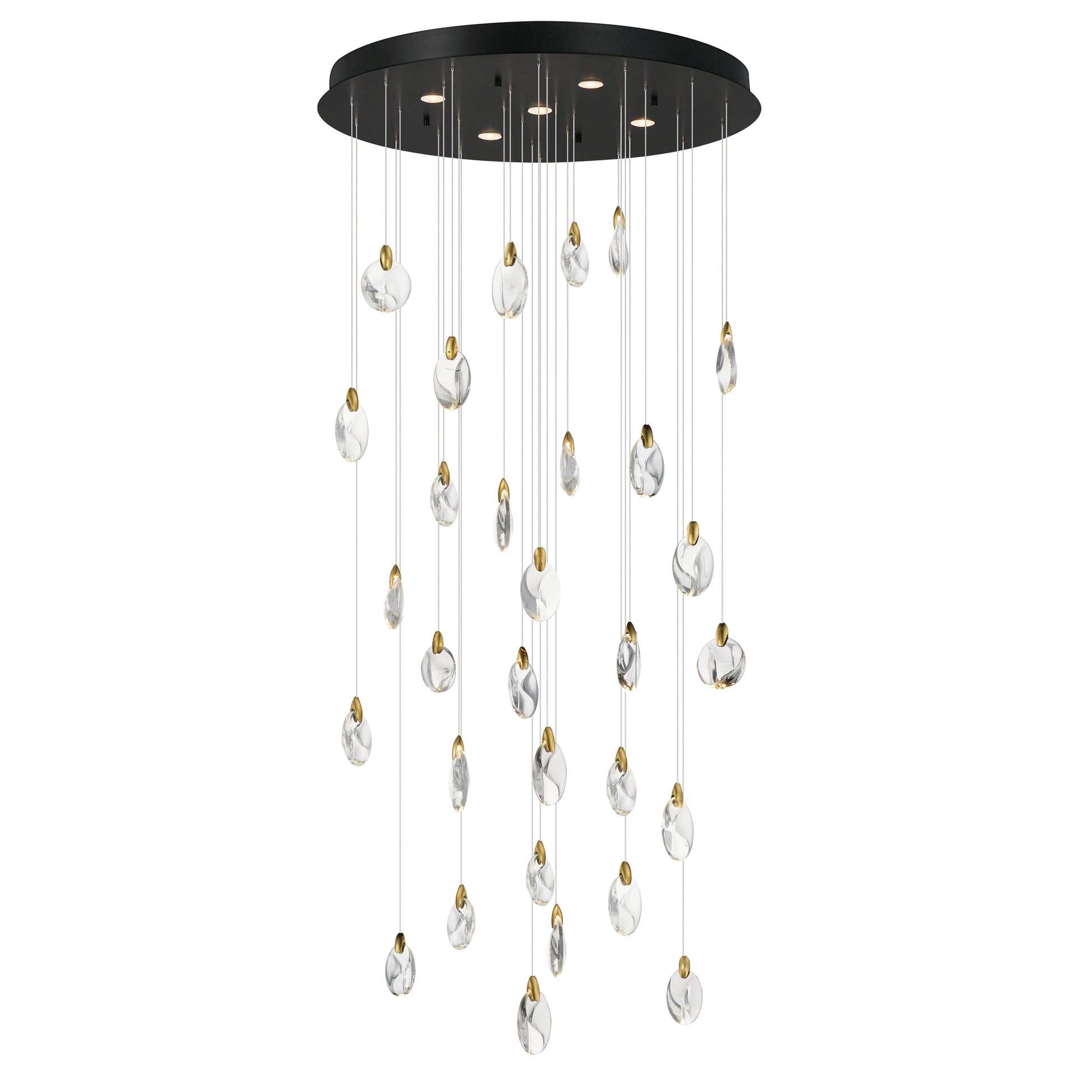 Pebble 30-Light LED Pendant Black/Polished Gold by ET2