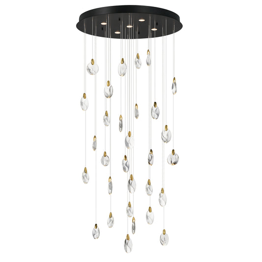 Pebble 30-Light LED Pendant Black/Polished Gold by ET2