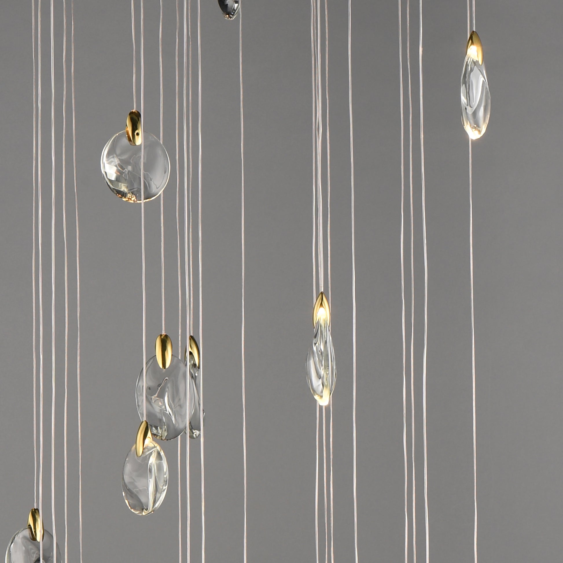 Pebble 30-Light LED Pendant Black/Polished Gold by ET2