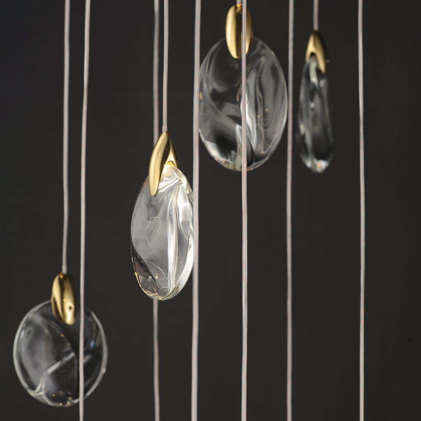 Pebble 30-Light LED Pendant Black/Polished Gold by ET2