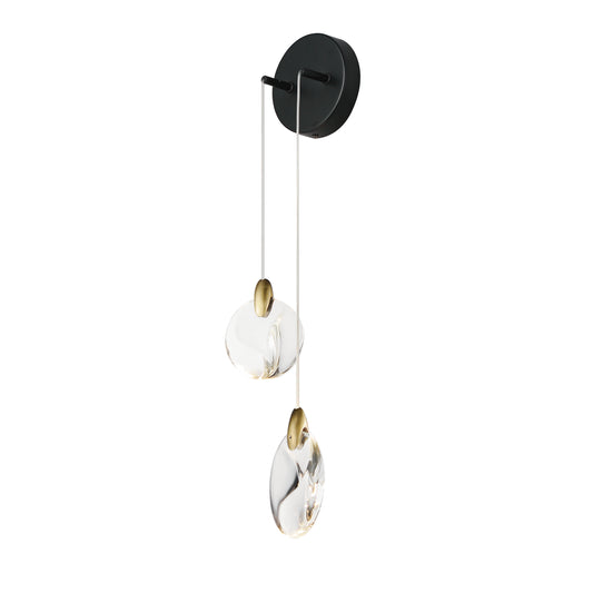 Pebble 2-Light Wall Sconce Black/Polished Gold by ET2