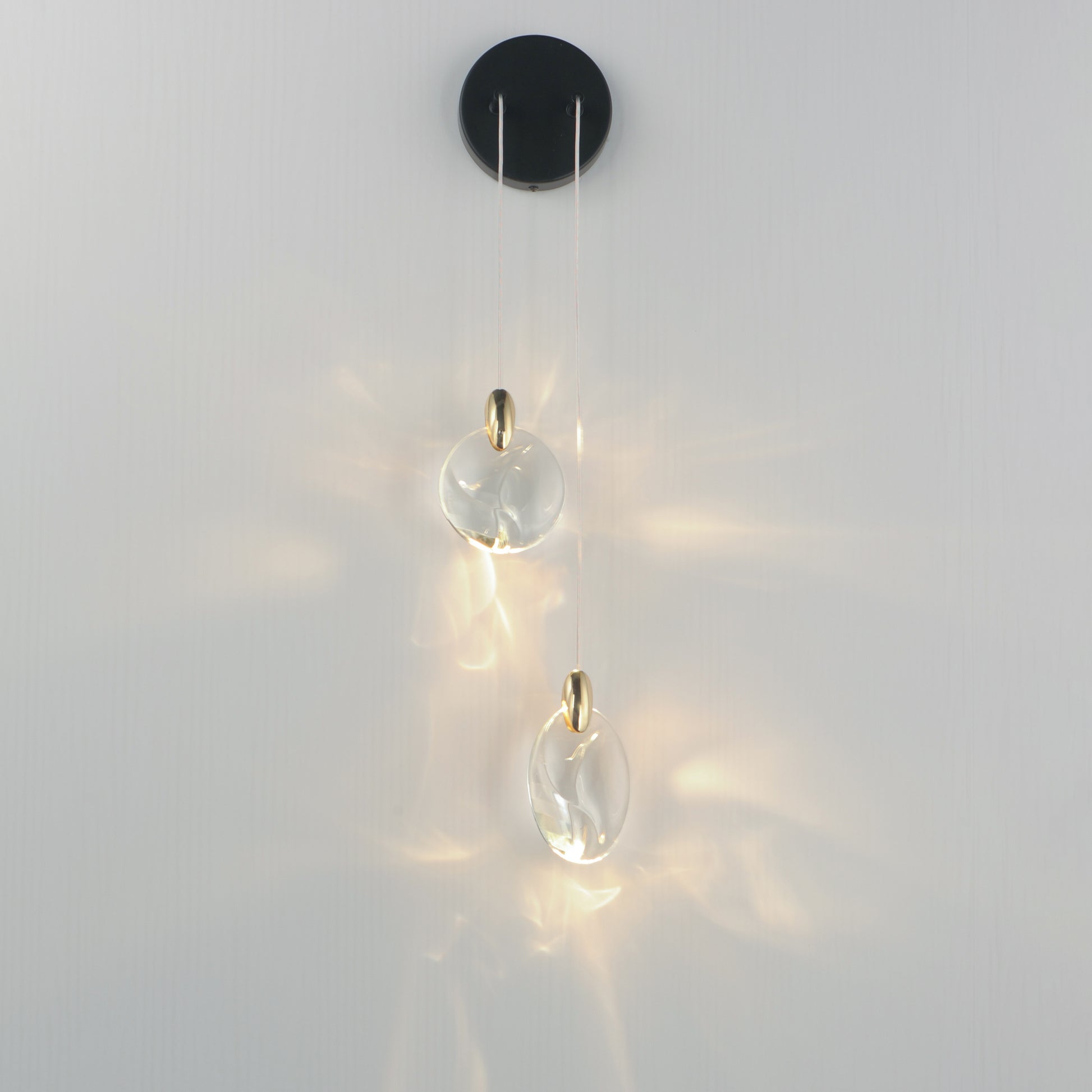 Pebble 2-Light Wall Sconce Black/Polished Gold by ET2