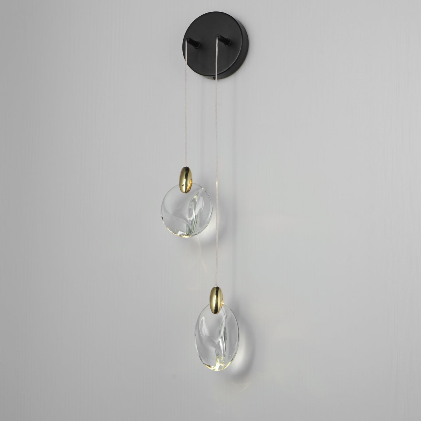 Pebble 2-Light Wall Sconce Black/Polished Gold by ET2