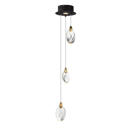 Pebble 3-Light LED Pendant Black/Polished Gold by ET2