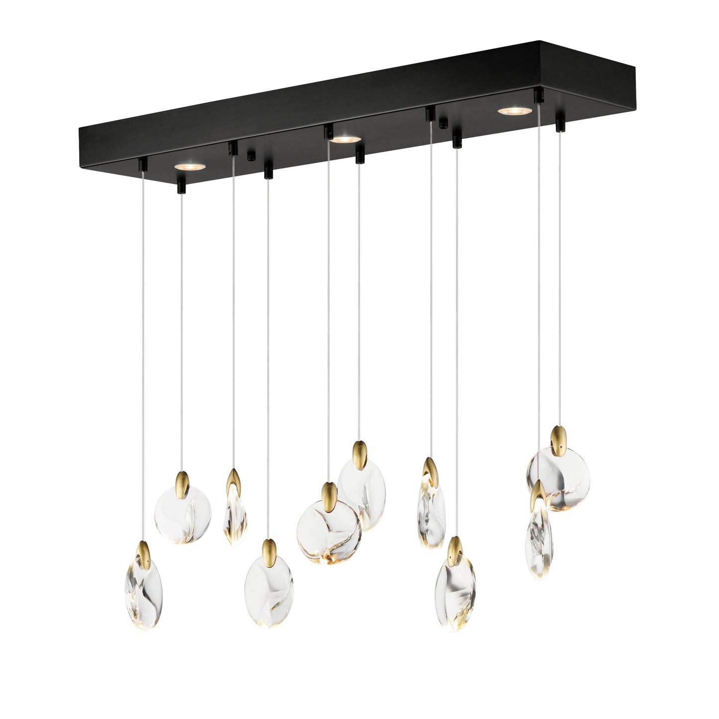 Pebble 10-Light LED Pendant Black/Polished Gold by ET2