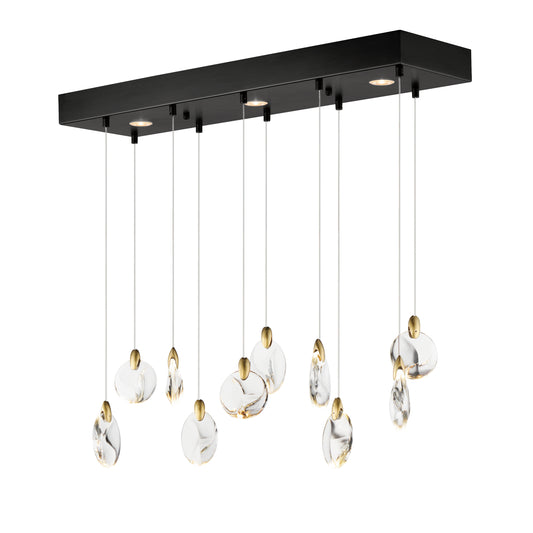 Pebble 10-Light LED Pendant Black/Polished Gold by ET2
