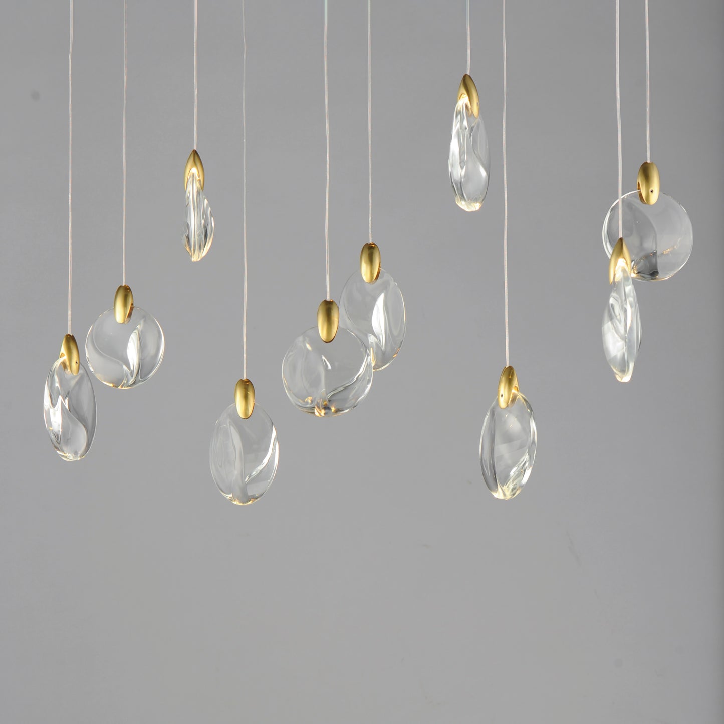 Pebble 10-Light LED Pendant Black/Polished Gold by ET2