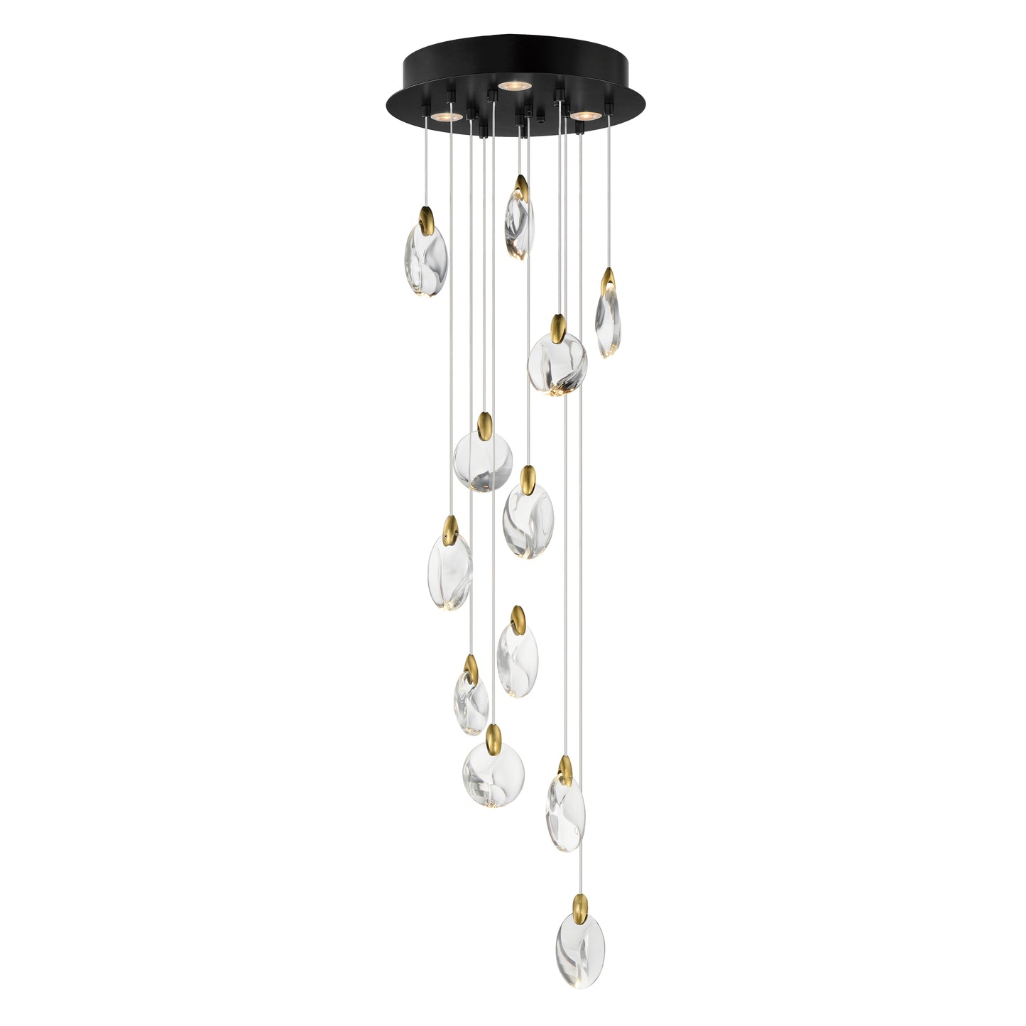 Pebble 12-Light LED Pendant Black/Polished Gold by ET2