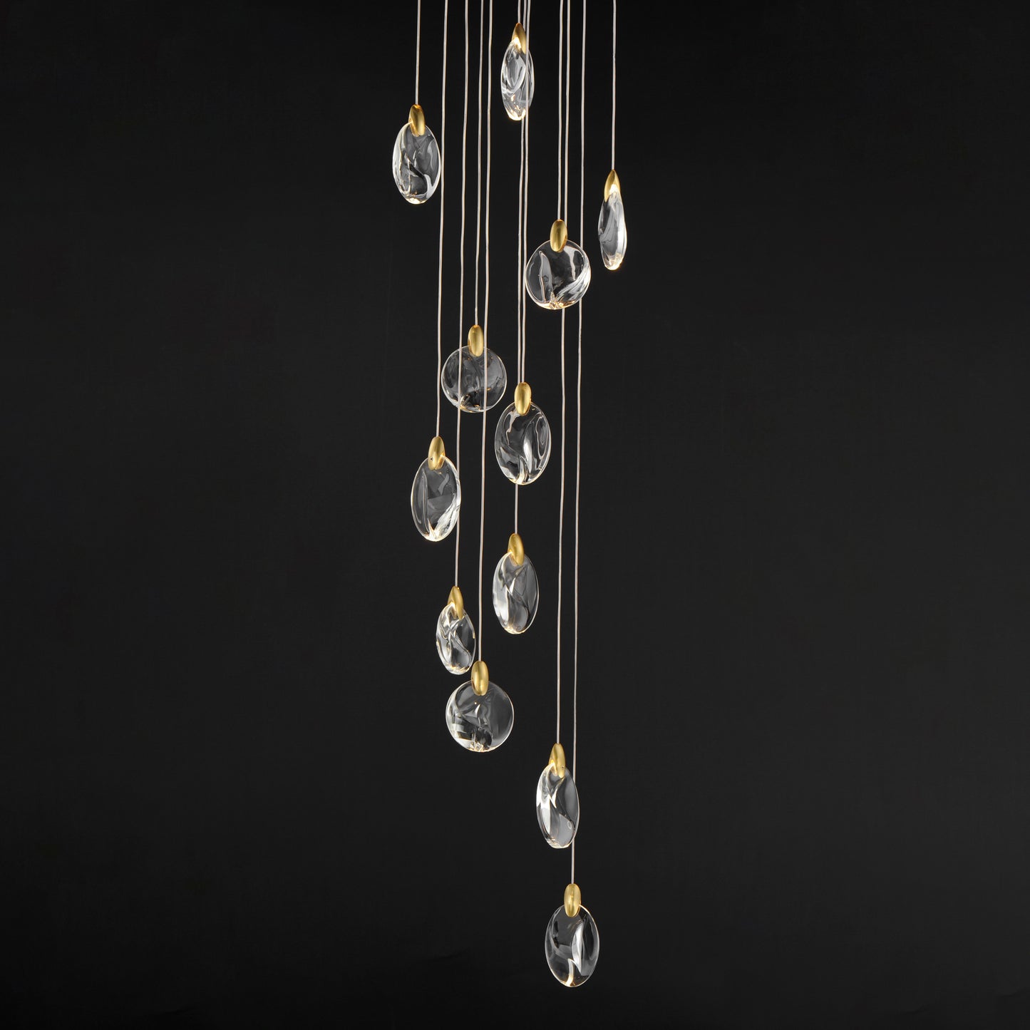 Pebble 12-Light LED Pendant Black/Polished Gold by ET2