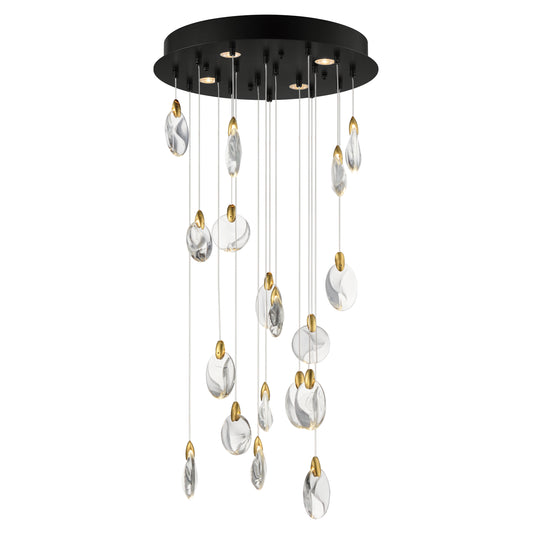 Pebble 18-Light LED Pendant Black/Polished Gold by ET2