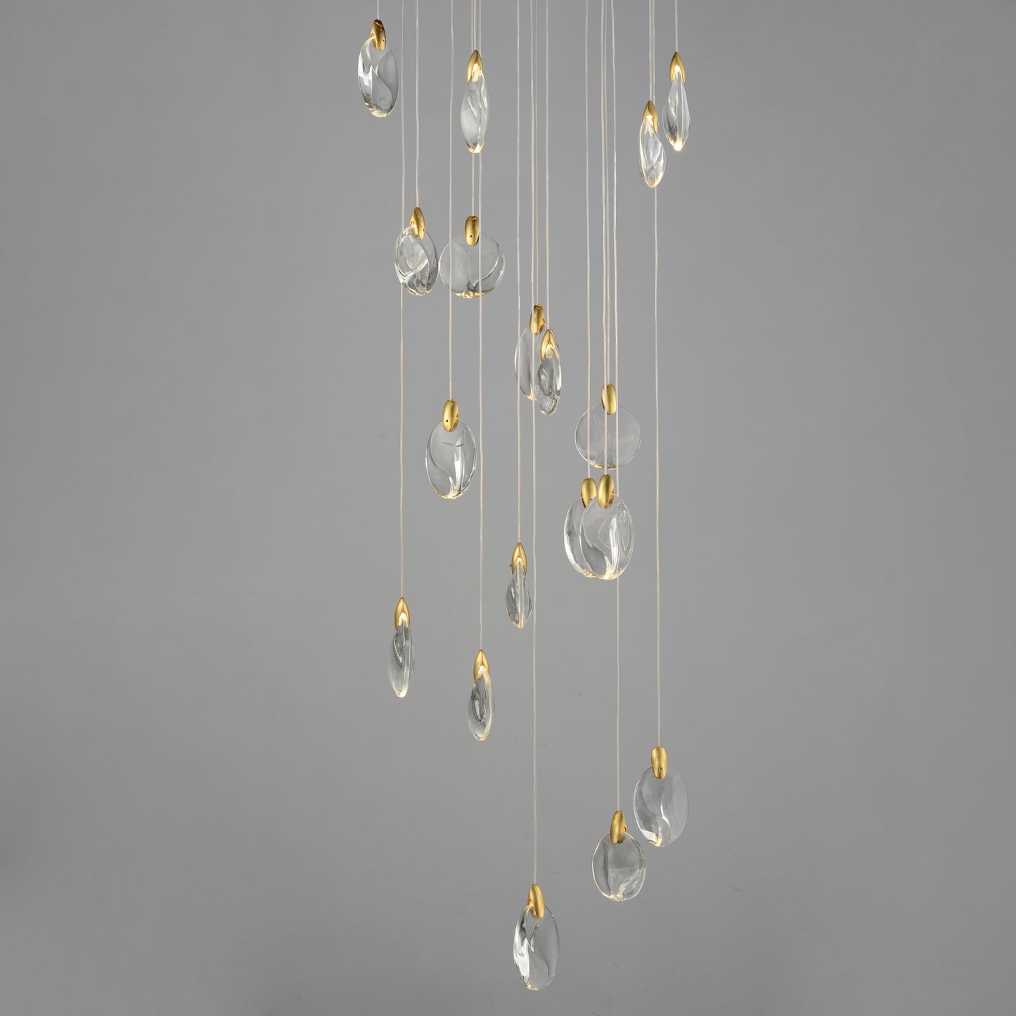 Pebble 18-Light LED Pendant Black/Polished Gold by ET2