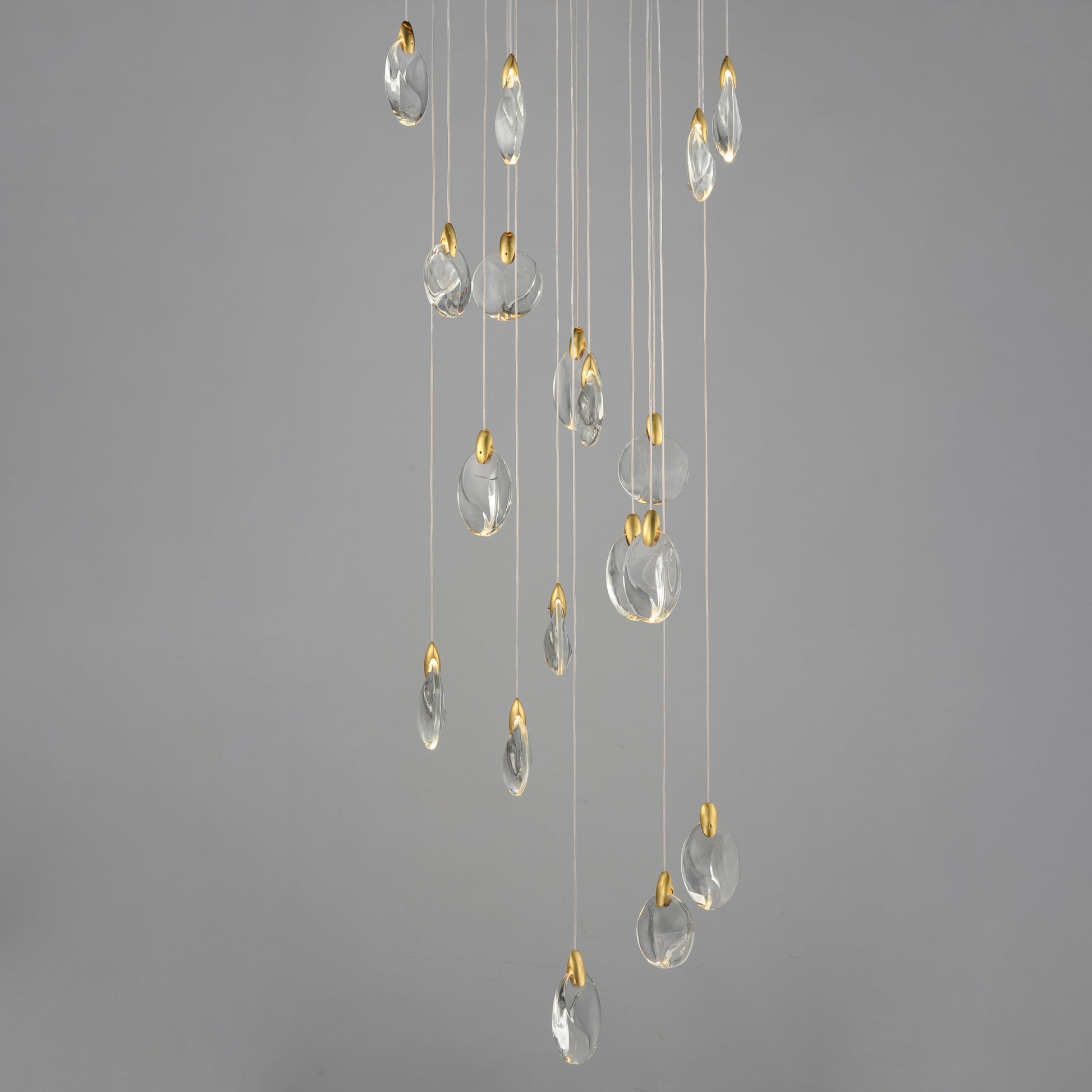 Pebble 18-Light LED Pendant Black/Polished Gold by ET2