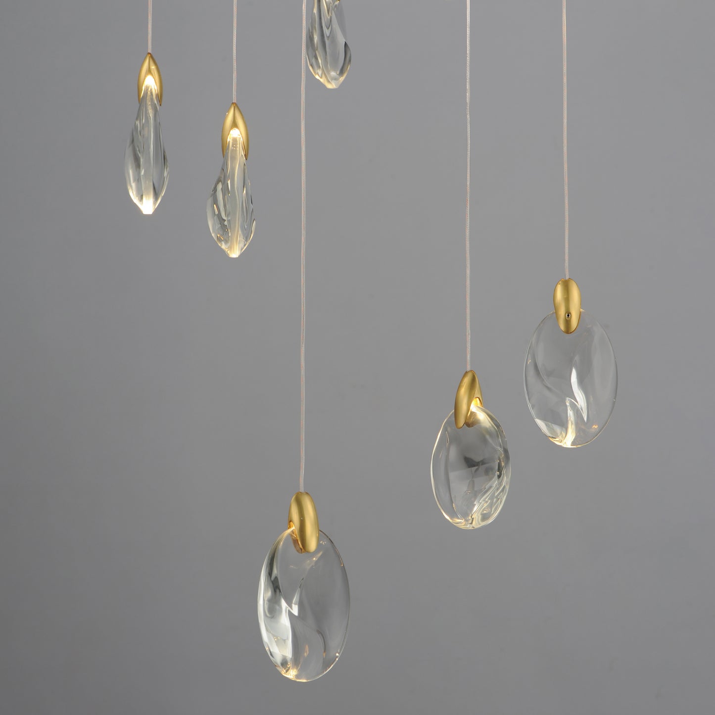 Pebble 18-Light LED Pendant Black/Polished Gold by ET2