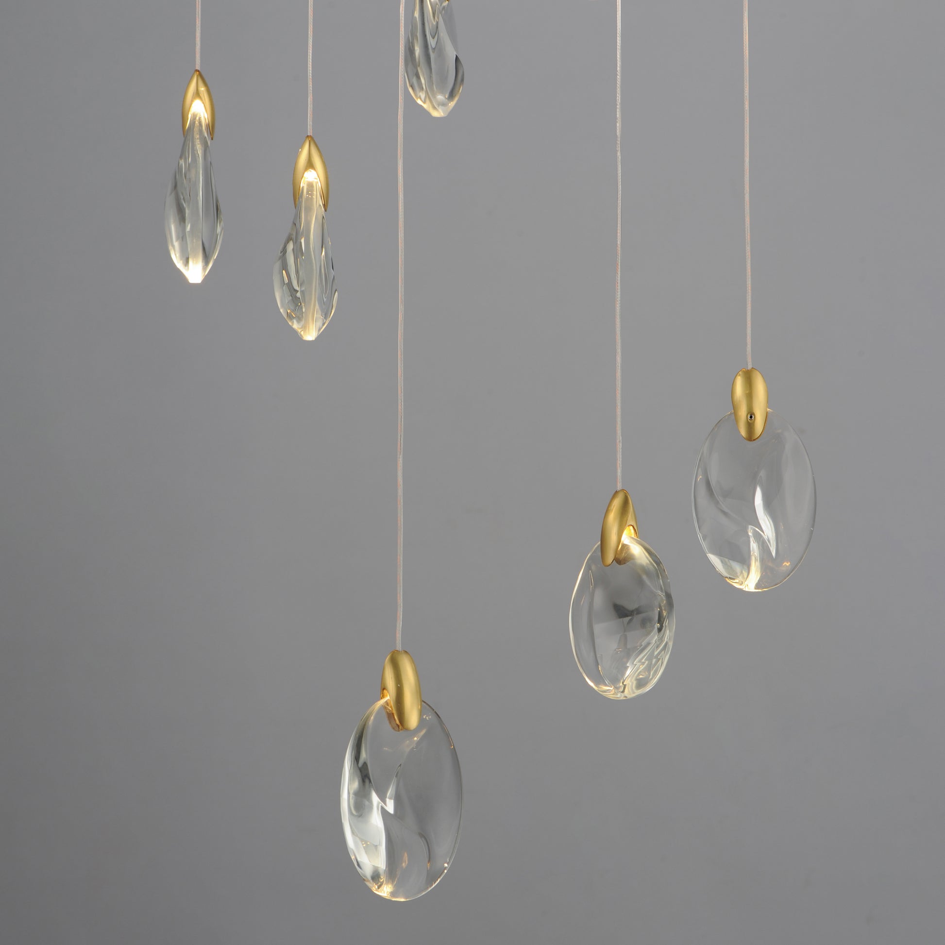 Pebble 18-Light LED Pendant Black/Polished Gold by ET2