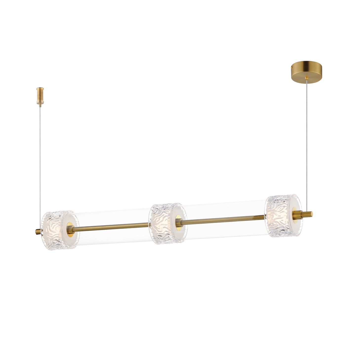 Elysian 3-Light LED Linear Pendant Natural Aged Brass by ET2