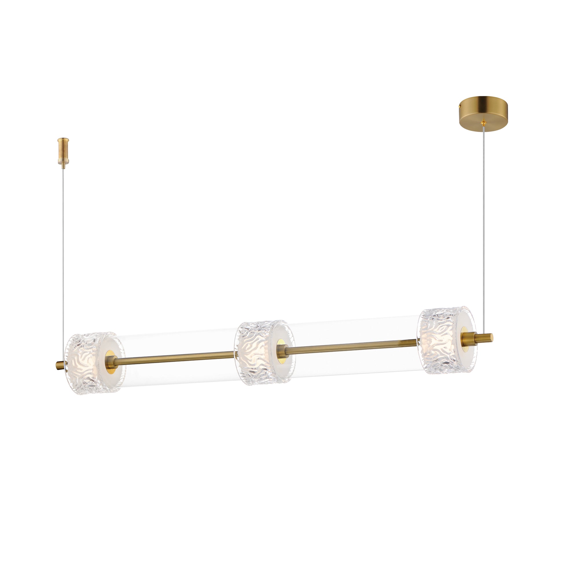 Elysian 3-Light LED Linear Pendant Natural Aged Brass by ET2