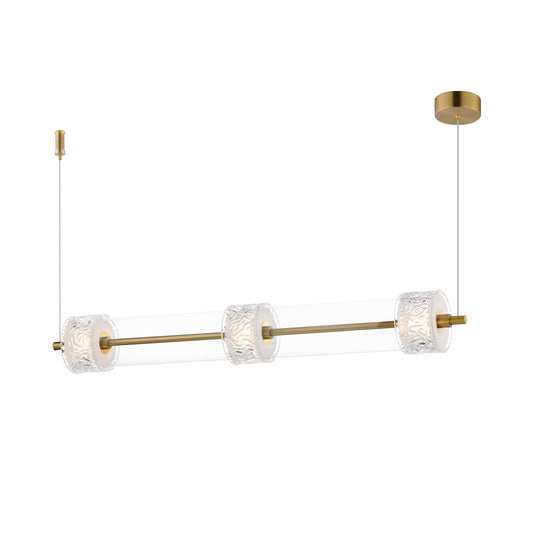 Elysian 3-Light LED Linear Pendant Natural Aged Brass by ET2