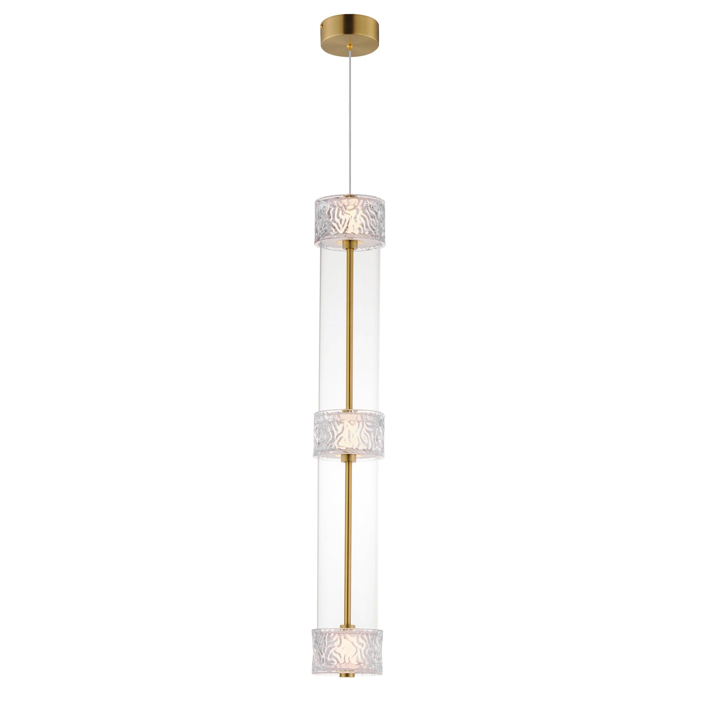 Elysian 3-Light LED Linear Pendant Natural Aged Brass by ET2