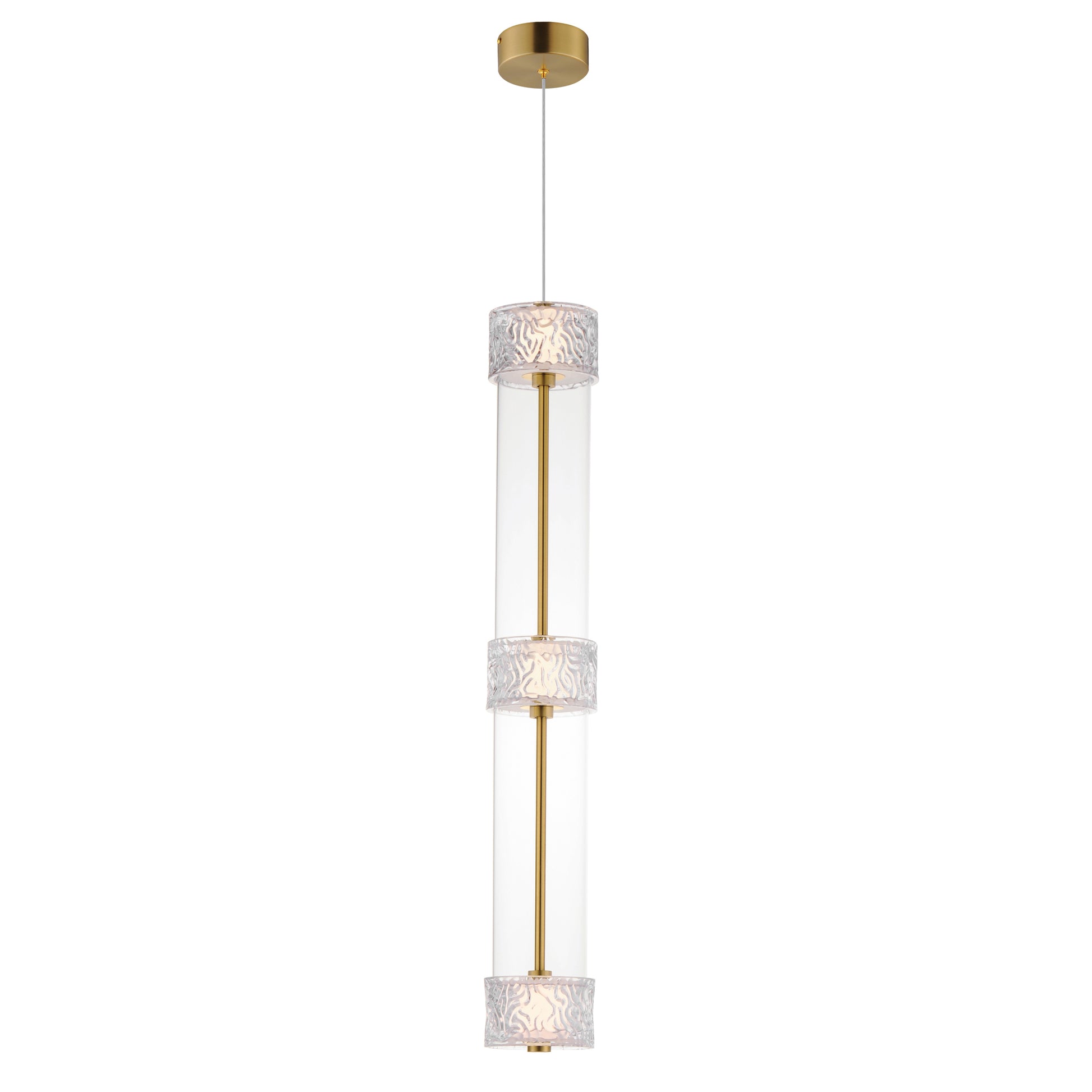 Elysian 3-Light LED Linear Pendant Natural Aged Brass by ET2