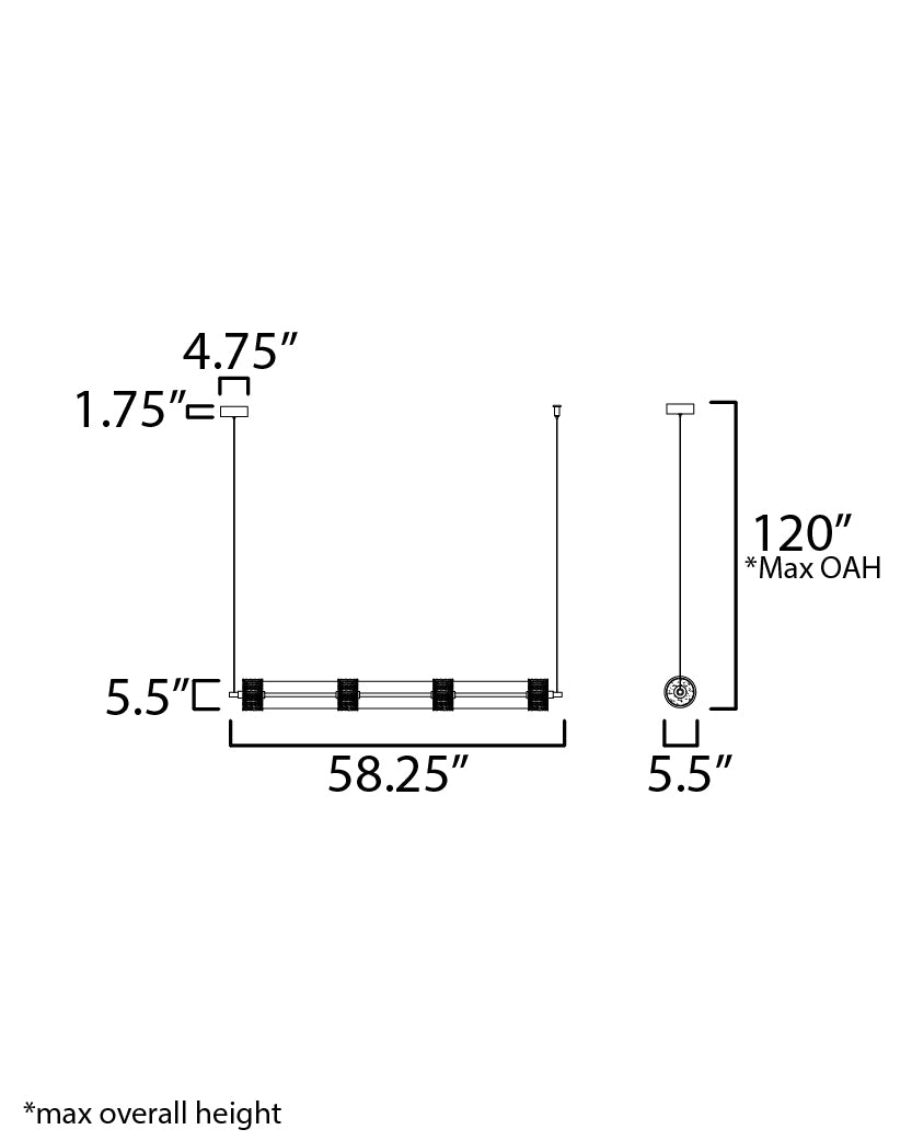 Elysian 4-Light LED Linear Pendant Natural Aged Brass by ET2