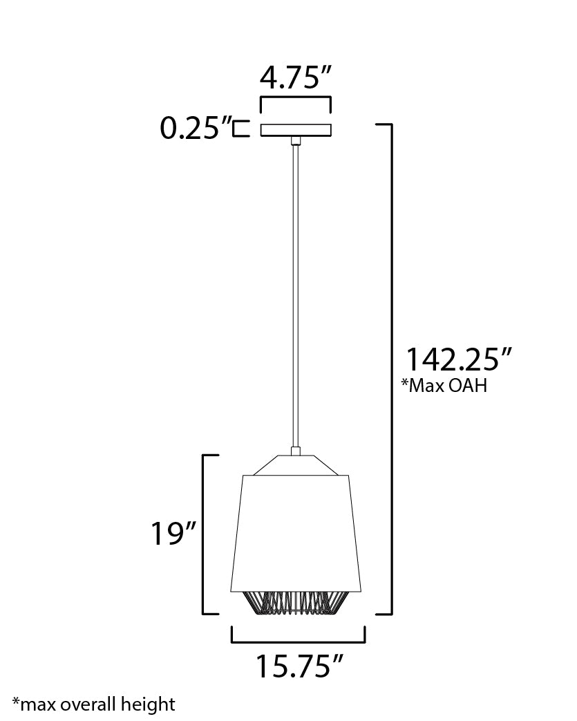 Phoenix 16" LED Pendant Gray/Black by ET2