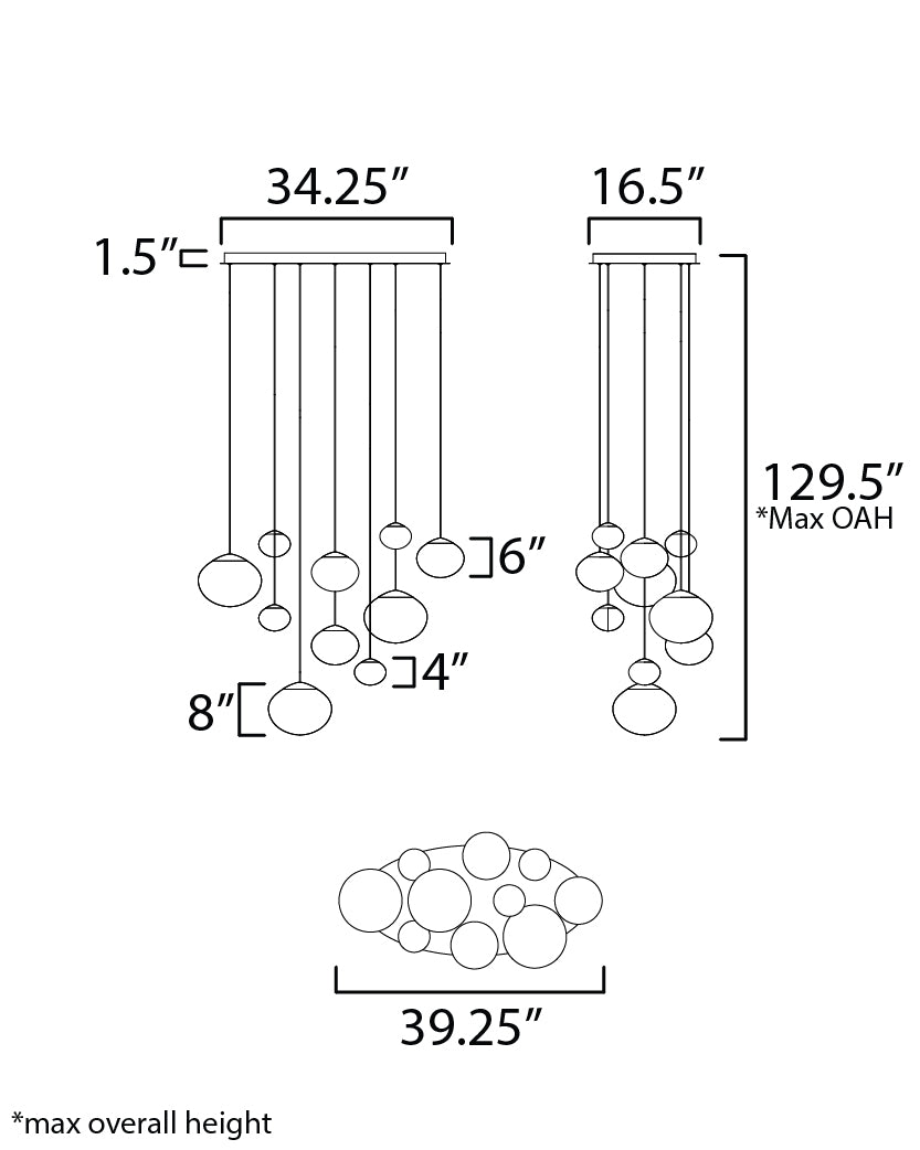 Nimbus LED 10-Light Pendant Black by ET2