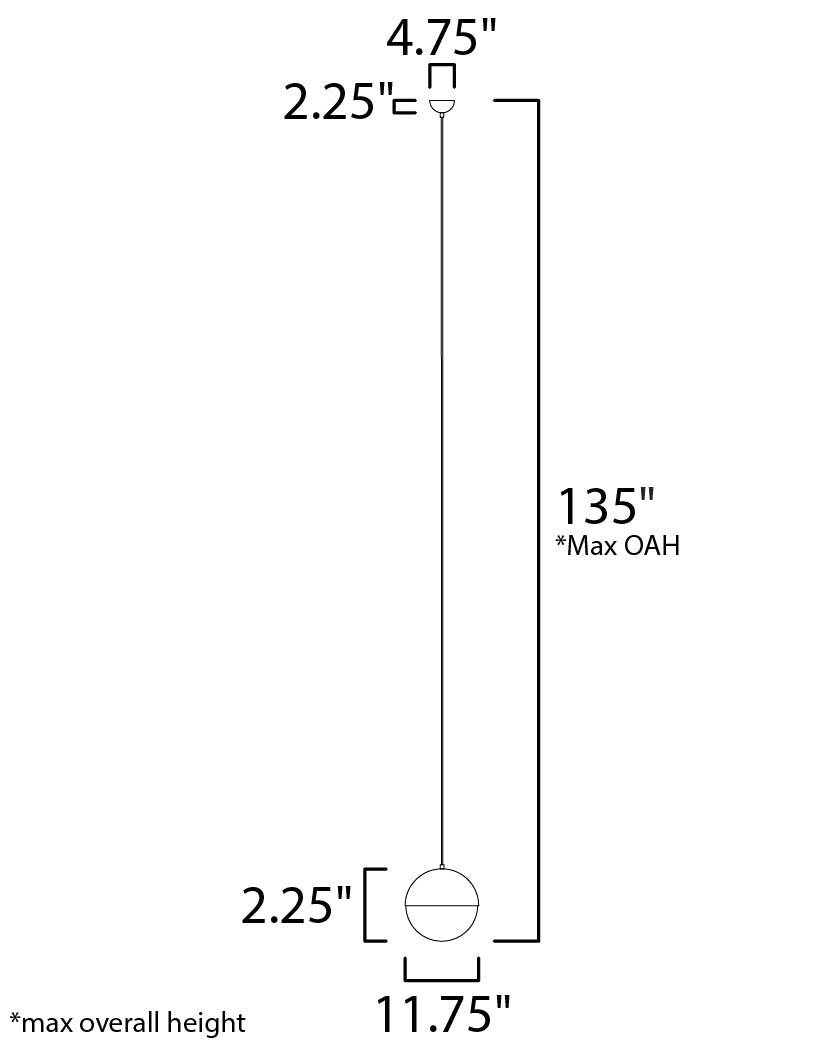 Half Moon Large LED Pendant Black by ET2