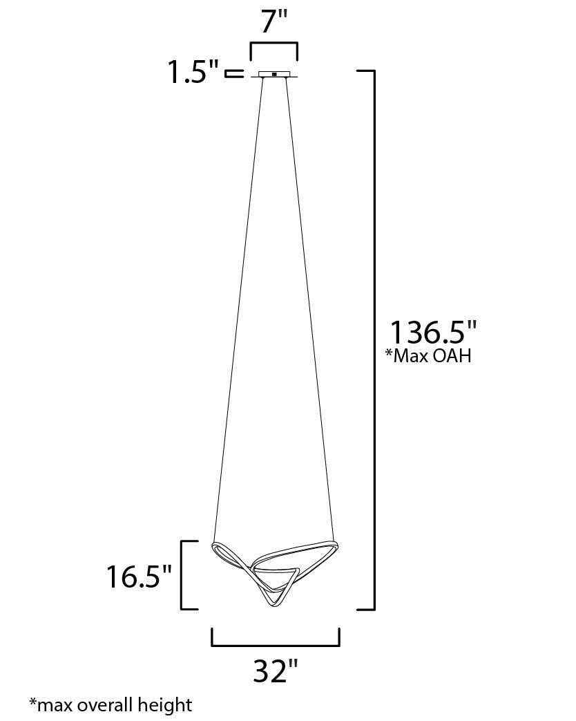 Perpetual 32" LED Pendant Black Chrome by ET2